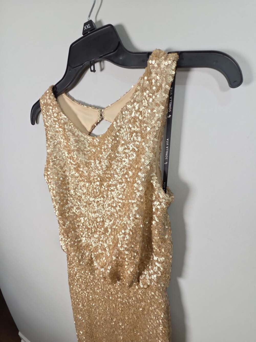 Sorella Vita Gold Sequin Full Length Formal Gown